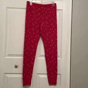 Holiday Christmas Tree Long John Pajama Pants Medium Red & White